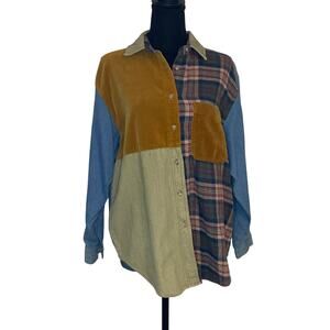 Soho Compagnie  patchwork Denim Button up women Vintage 80s‎ Small